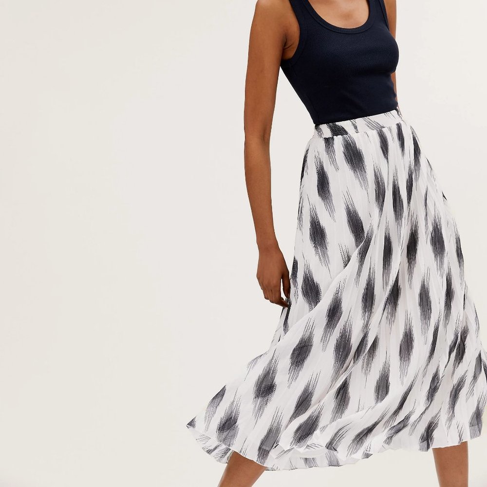 Marks & Spencer Tall M&S Collection Printed Pleated Midi Skirt NWT 8
